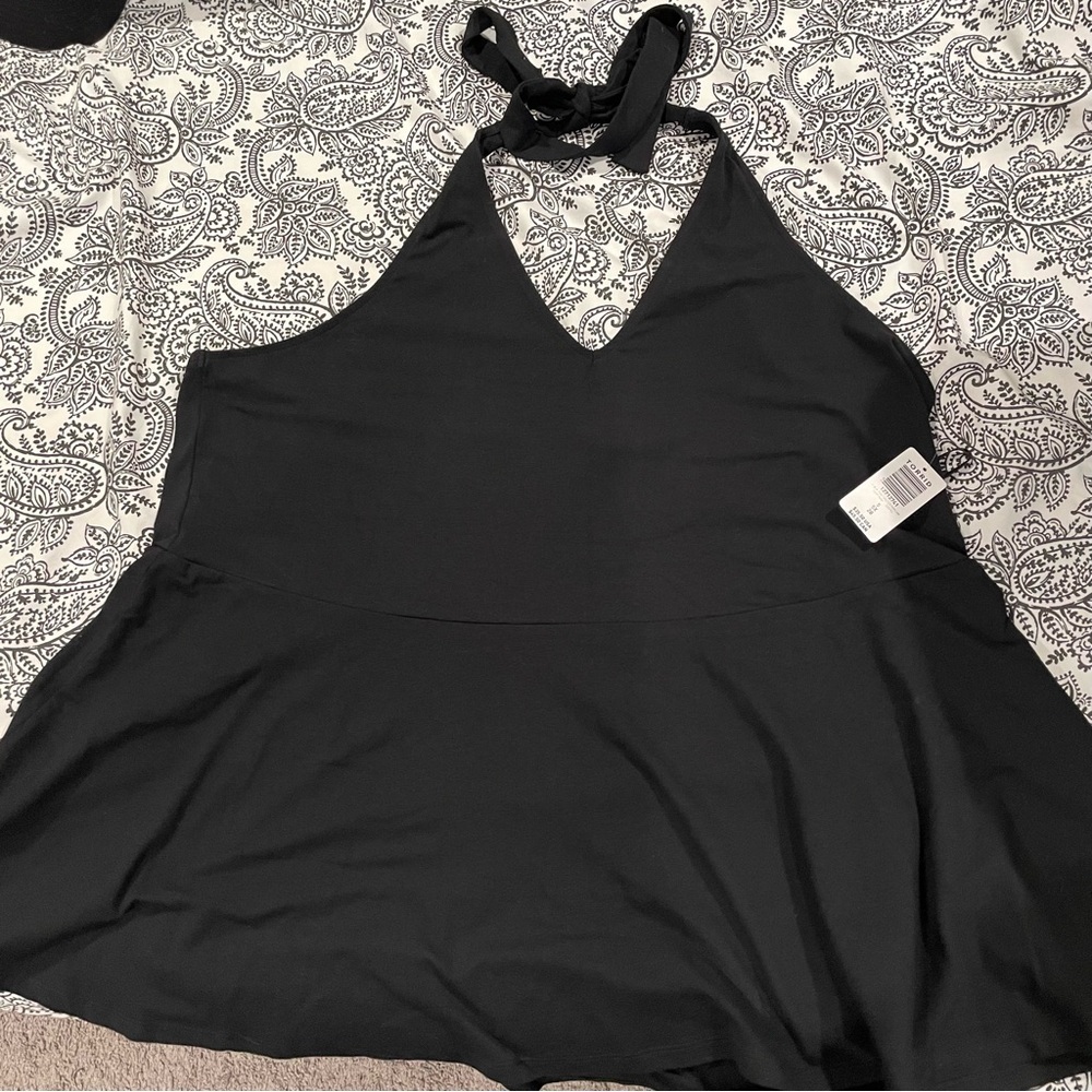 Torrid Foxy Halter Neck Peplum Top Retro Black Plus Size 5X/28W Summer/Vacation - Picture 2 of 5